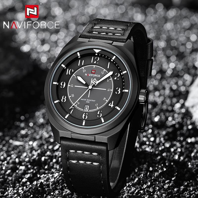 NAVIFORCE Man Quartz Watch 3AT - Leather Watch Band Men ulasan dan harga