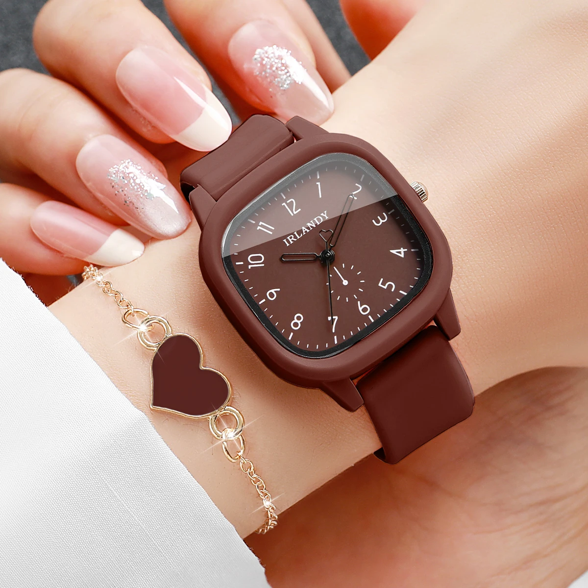 4PCS Fashion Square Women Quar - Silicone Band Women ulasan dan harga