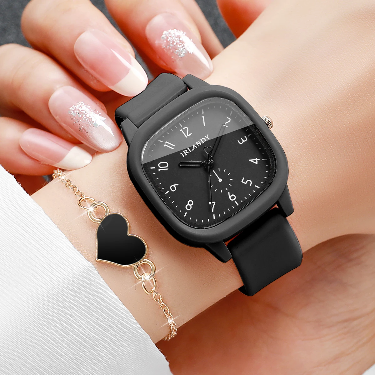 4PCS Fashion Square Women Quar - Silicone Band Women ulasan dan harga