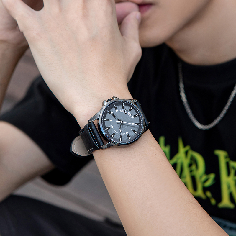 Men Student Quartz Wrist Watch - Leather Watch Band Men ulasan dan harga