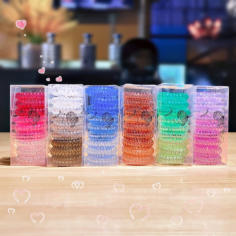 9 Pcs/Box Telephone Wire Elast - Silicone Band Women ulasan dan harga